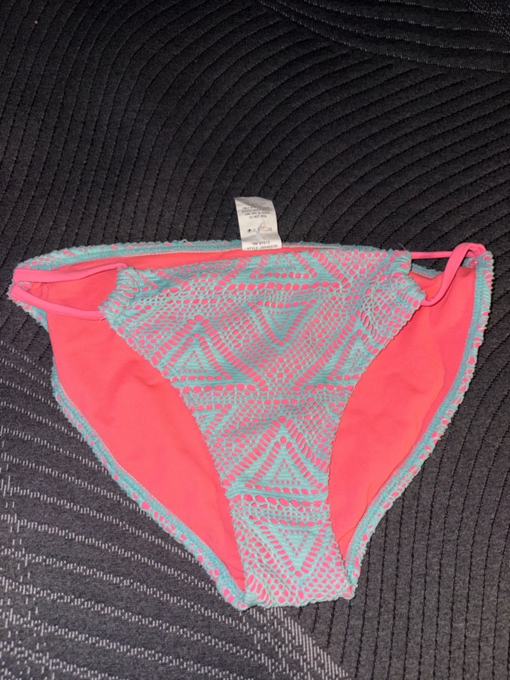 Women’s Coral and Aqua Crochet Bikini Bottoms